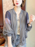 Women's Contrast Color Double Layer Mesh Zip Up Jacket