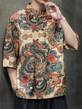 Men's Summer Cool Chinese Style Printed Half Sleeve TangSuit Shirt