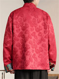 Men Spring Autumn Chinese Floral Jacquard Long Sleeve Tang Suit Jackets
