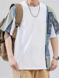 Men's Vintage Patchwork Ethnic Style Printed Half Sleeve Shirts