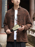 Men's Tiger Print Stand Collar Tang Suit Vintage Chinese Kung Fu Jackets