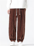 Men's Comfy Autumn Velvet Wrinkled Elastic Waist Drawstring Pants