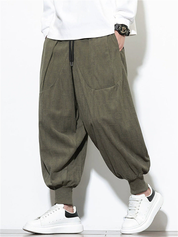 Men's Autumn Casual Geometric Texture Wide Leg Jogger Pants