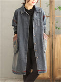 Retro Casual Patchwork Pockets Denim Jacket for Women