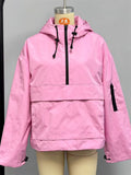 Women's Autumn Casual Solid Color Sporty Hooded Pullover Jackets