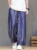 Men's Summer Chinese Style Pleated Baggy Loose Fit Pants