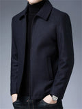 Autumn Solid Color Men's Middle-aged Zip Up Lapel Long Sleeve Jackets