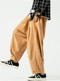 Casual Wide Leg Drawstring Cropped Pants for Men