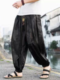 ‌Men's Summer Cool Loose Fit Casual Carrot Pants with Chinese Style Dragon Print‌