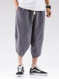 Men's Hem Side Slit Kung Fu Training Cropped Pants