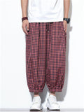 Men's Summer Trendy Plaid Pockets Wide Leg Cropped Pants