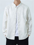 Men's Autumn Vintage Jacquard Stand Collar Long Sleeve Shirts