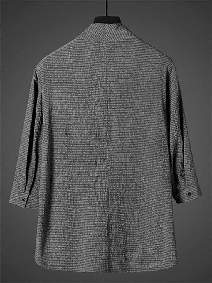 Men's Summer Cool Zen Style Stand Collar Half Sleeve Shirt