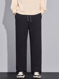 Men's Loose Fit Wide-Leg Drape Twill Knitted Pants with Elastic Waist