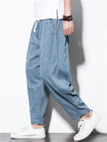 Men's Casual Summer Solid Color Drawstring Cropped Pants