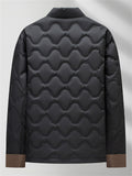 Men's Contrast Cuff Lightweight Black Stand Collar Chinese Knot Down Coat
