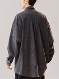 Casual  Comfy Plants Print Long Sleeve Stand Collar Shirts For  Men