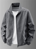 ‌Men's Lightweight Stand Collar Zipper Jacket with Pockets Casual Wear