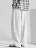 Men's Summer Comfy Cotton Solid Color Wide Leg Straight Pants