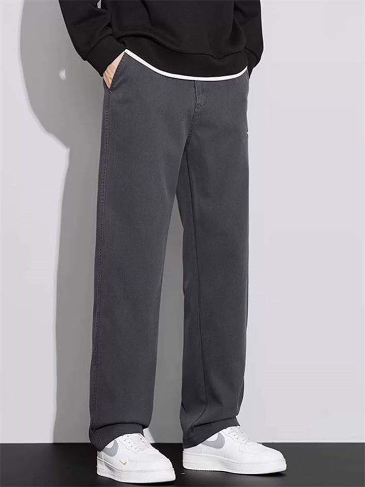 Men's Casual Simple Style Mid Waist Comfy Straight Leg Pants