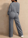 Women Casual 2 Piece Set Cropped Crewneck Oversized Sweatsuit