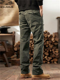 Men's Autumn Outdoor Cotton Drawstring Loose Fit Cargo Pants with Multi-Pockets