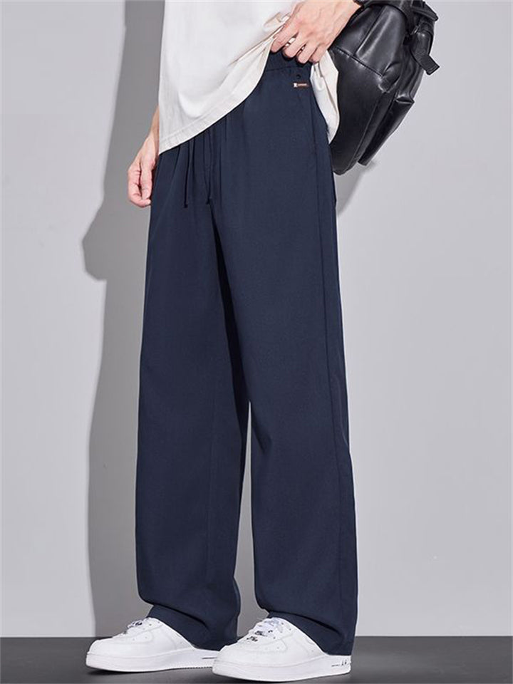 Men's Drawstring Casual Breathable Streetwear Loose Wide Leg Straight Pants