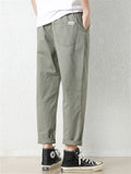 Men's Simple Casual Drawstring Autumn Straight Leg Cargo Cropped Pants