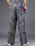 Loose Men's Chinese Style Zhua-Ran Linen Wide Leg Straight Pants