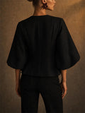 Women's Embellished Gem Buttons Elegant Party Wear Brocade Top