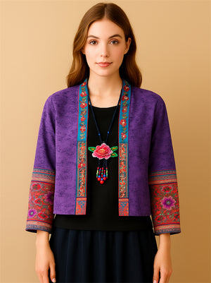 Women's Ethnic Style Embroidered Patchwork Cardigan Jackets