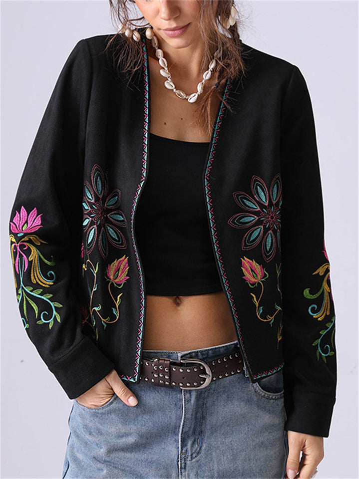 French Style Embroidered Cardigan Jacket for Women