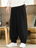 Men's Chinese Style Linen Blend Loose Fit Casual Bloomer Pants