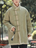 ‌Men's Winter Warm Faux Suede Thermal Lined Buttons Lapel Coats