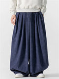 M‌en's Oversize Japanese Style Embroidered Corduroy Drawstring Baggy Pants