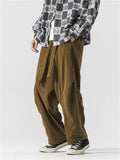 Men's Elastic Waist Warm Corduroy Pants for Autumn Winter