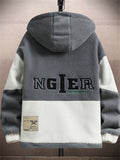 Casual Color Block Men's Winter Warm Fleece Lined Hooded Coat‌s