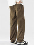 ‌Men's Loose Fit Thermal Lined Casual Workwear Straight Pants for Autumn Winter