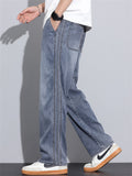 Men's Vintage Breathable Soft Drawstring Loose Straight Leg Denim Pants