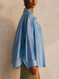 Womens Glossy Sun Protection Oversized Button Down Shirt