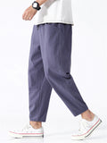 Men's Japanese Style Solid Color Pockets Cropped Pants