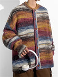 Men's Autumn Contrast Color Lazy Style Loose Cardigan Sweater