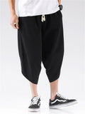 Men's Hem Side Slit Kung Fu Training Cropped Pants