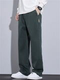 Autumn Casual Elastic Waist Loose Fit Straight Leg Pants for Men Daily Wear