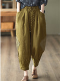 Women's Summer Casual Drawstring Harem Cropped Pants