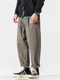 Men's Korean Style Simple Casual Solid Color Straight Leg Cargo Pants