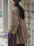Women's Loose Ramine V Neck Tie-dye Lace Up Cardigan Jacket