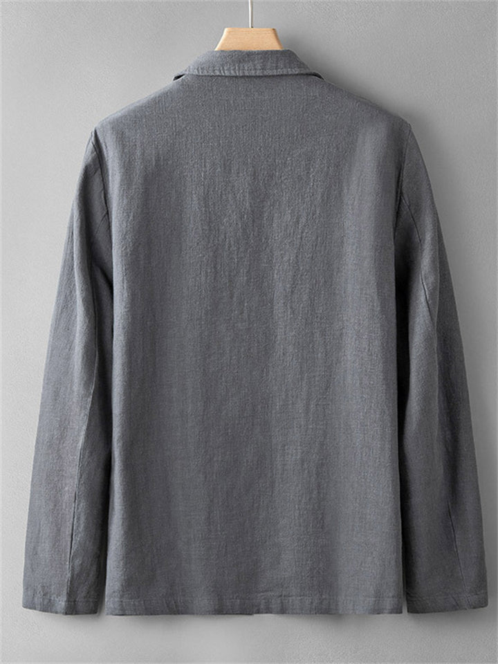 Men's Solid Color Ramine Single Breasted Suit Collar Jackets