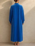 Womens Long Velvet Robe Soft Plush Outerwear with Pockets