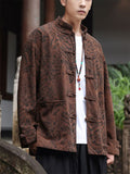 Men's Tiger Print Stand Collar Tang Suit Vintage Chinese Kung Fu Jackets